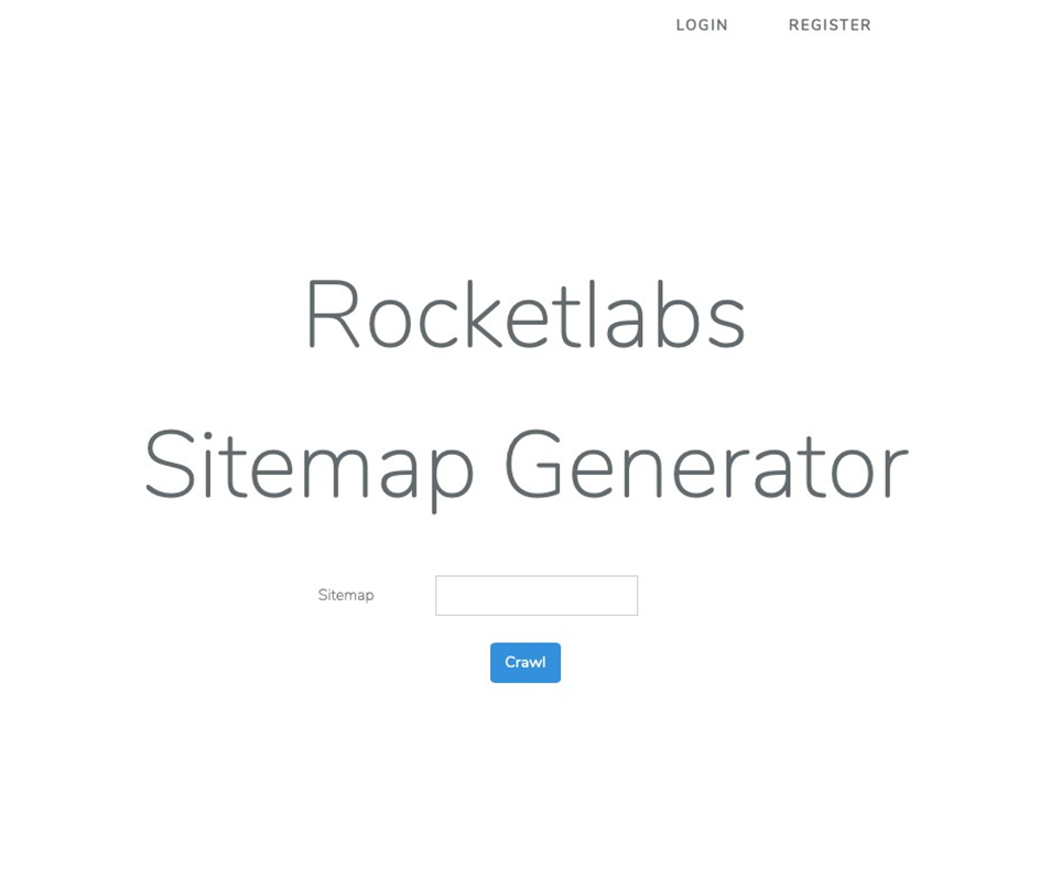 view of the sitemap generator with a form field and crawl button