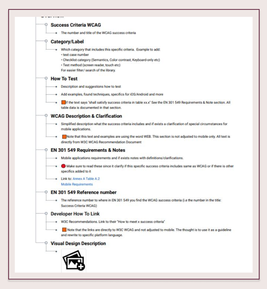 Document with WCAG and EN301549 clarifications